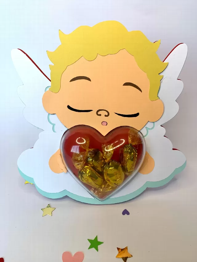 Baby Cupid Heart WITHOUT Opening Mechanism  - for Heart dome - Digital Files - Valentine - candy - svg - studio Cut File gift