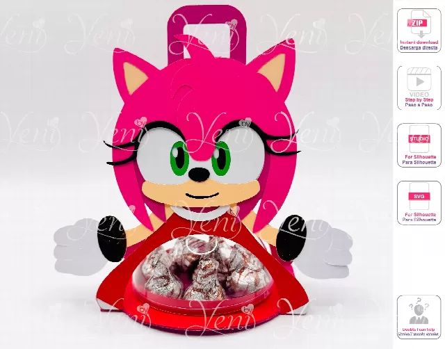 Amy Rose candy holder - For 8cm / 3.15” Sphere - Svg and Studio files
