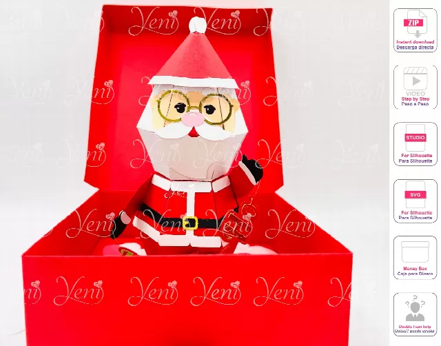 Santa Pop up Candy Box - SVG and Studio files