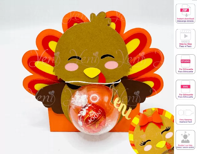 Turkeys Table Place and candy - gift card holder - Studio and Svg Digital Files