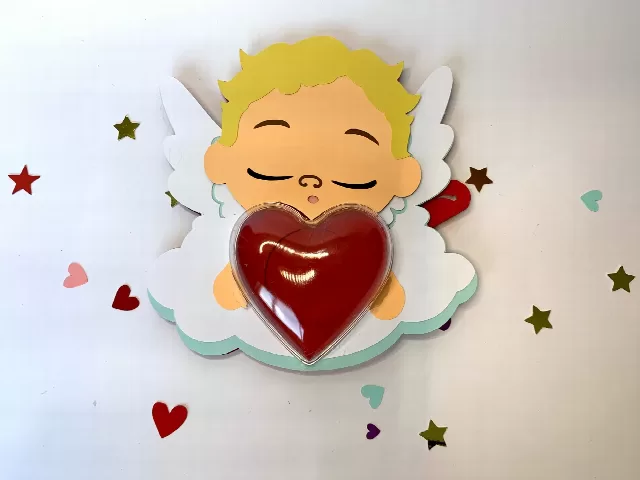 WITH OPENING MECHANISM Baby Cupid Heart - for heart domes - Digital Files - Valentine - candy - svg - studio Cut File gift