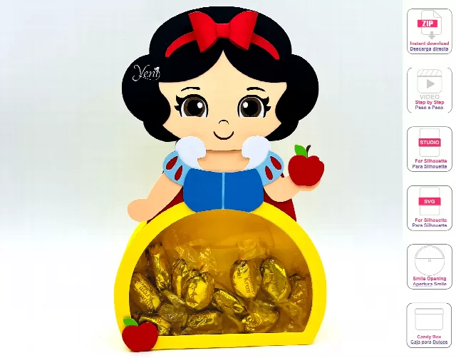 Princess Snow White Candy Box - Svg and Studio files