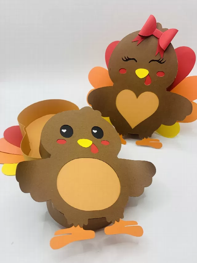 With layered Lid Turkey Couple candy boxes / Digital File - Studio, Svg / Thanksgiving