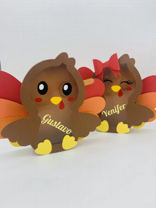 With Iris Shutter Cute Turkey Couple candy boxes projects for papercraft / Digital File - Studio, Svg / Thanksgiving