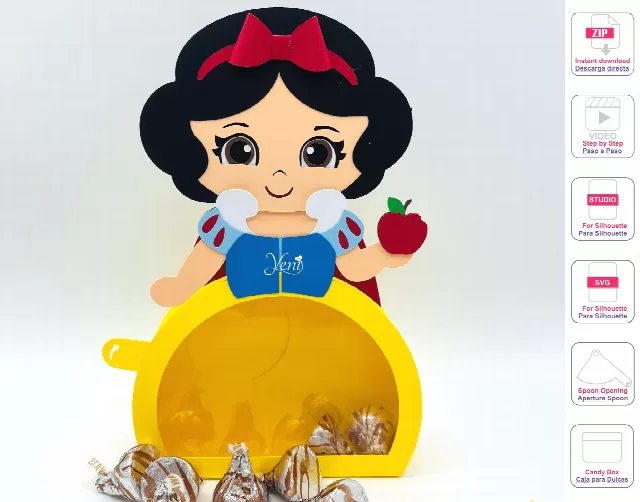 Princess Snow White Candy Box - Svg and Studio files