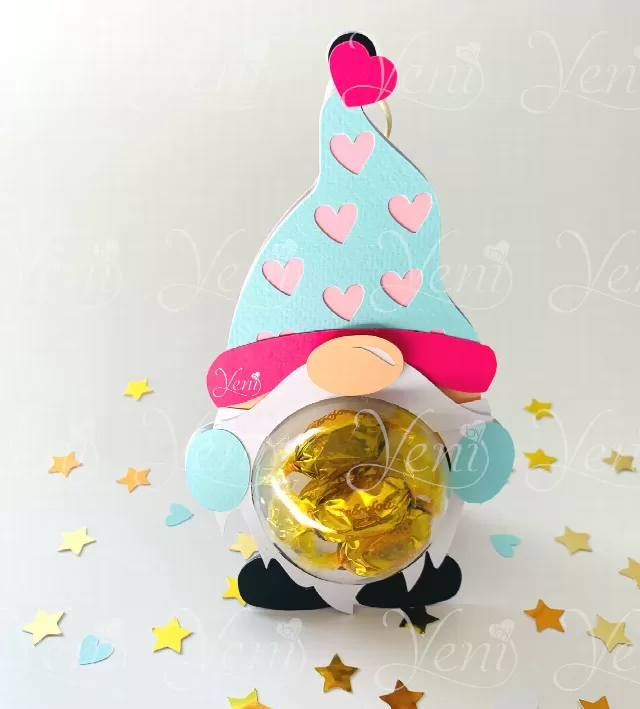 WITH Opening Dotted Gnome candy holder - for 4 sizes of sphere - Digital Files - San Valentín - candy - svg -studio