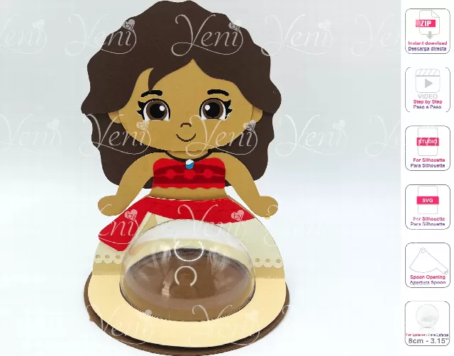 Moana Princess candy holder - For 8cm / 3.15" Sphere - Svg and Studio files