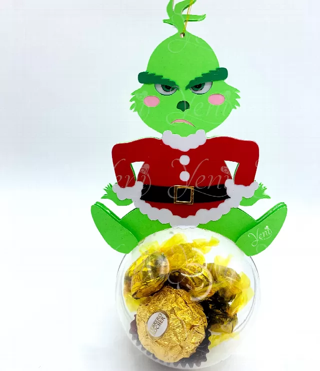 Christmas Grinch ornament candy holder - for 4 sizes spheres - Digital Files - Xmas - candy - svg -studio