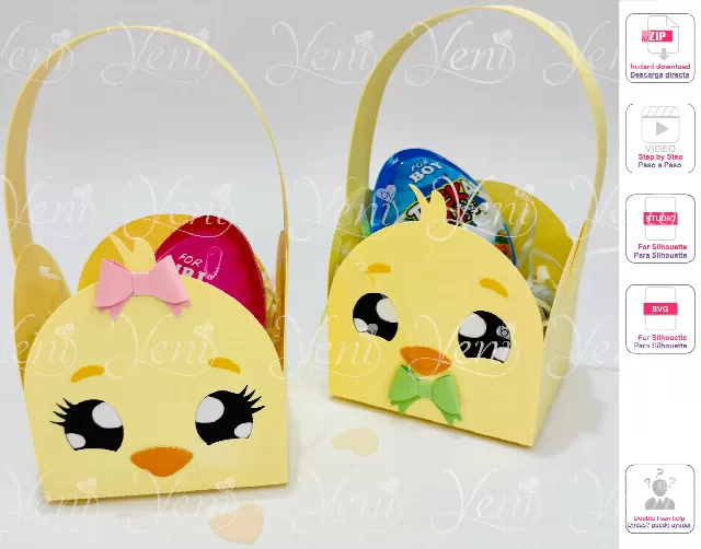 Chicks basket candy holder - Svg and Studio files