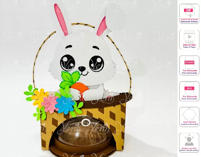 Easter Bunny candy holder - For 8cm / 3.15" Sphere - Svg and Studio files