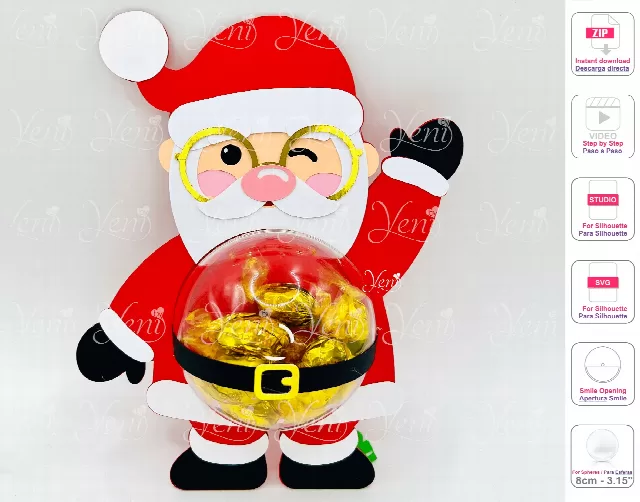Santa candy holder - For 8cm / 3.15" Sphere - Svg and Studio files