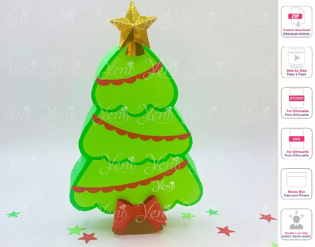 Christmas Tree Candy Box  with layers Lid/Digital File - Studio, Svg