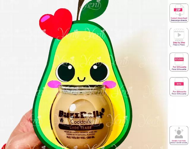 Avocado Buzzballz holder - SVG (cricut or scanandcut)- Studio (Silhouette) file for / Digital File