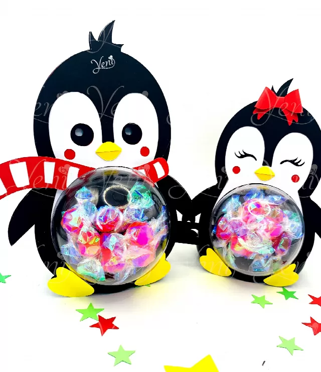 Penguin couple candy holder - For 4 sizes - Svg and Studio files