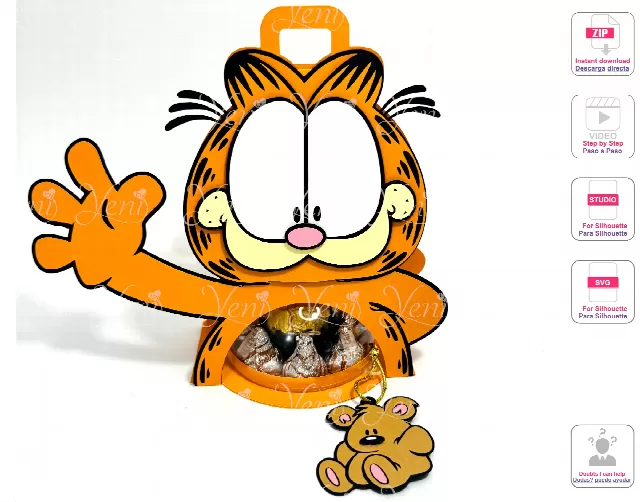 Garfield candy holder - For 8cm / 3.15” Sphere - Svg and Studio files