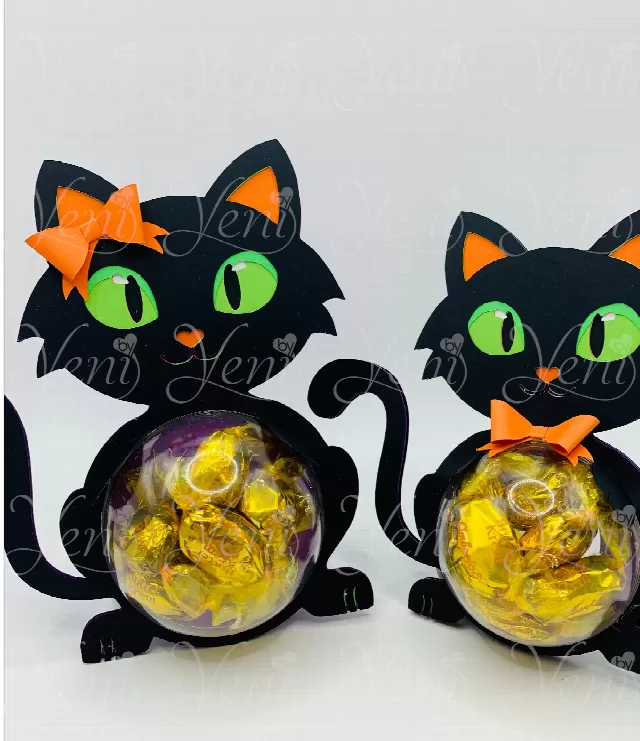 Black Cat candy holder - For 4 sizes - Svg and Studio files