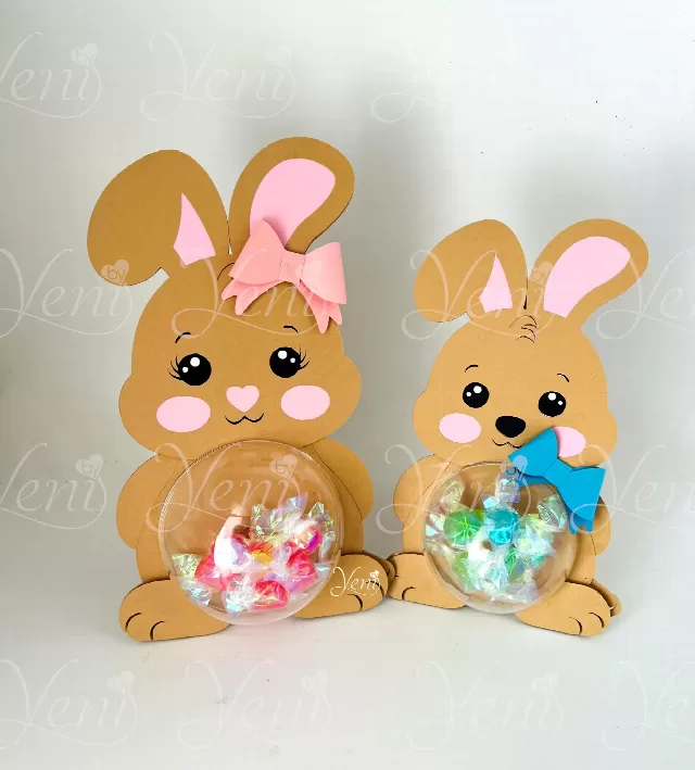 Easter bunnies candy holder - For 4 sizes - Svg and Studio files