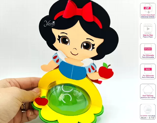 Snow White Princess candy holder - For 8cm / 3.15" Sphere - Svg and Studio files