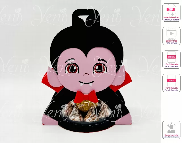 Drácula candy holder - For 8cm / 3.15” Sphere - Svg and Studio files