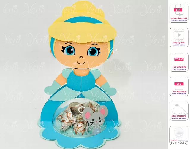 Cinderella candy holder - For 8cm / 3.15" Sphere - Svg and Studio files