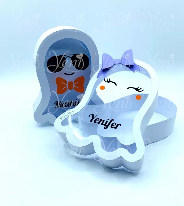 SVG (cricut or scanandcut)- Studio (Silhouette) Adorable ghost couple candy box - Digital File Svg and Studio WITH LID / Halloween