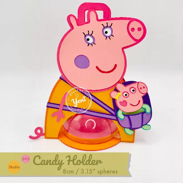 Mommy Pig and Evie candy holder - For 8cm / 3.15” Sphere - SVG and Studio files