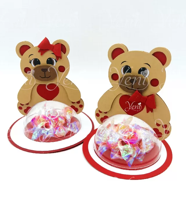 Teddy Bear Couple candy holder - For 8cm / 3.15" Sphere - Svg and Studio files