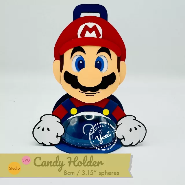 Mario candy holder - For 8cm / 3.15" Sphere - Svg and Studio files