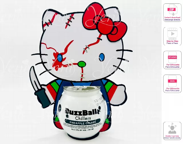 Hello Kitty Chucky Buzzballz holder - Svg and Studio files