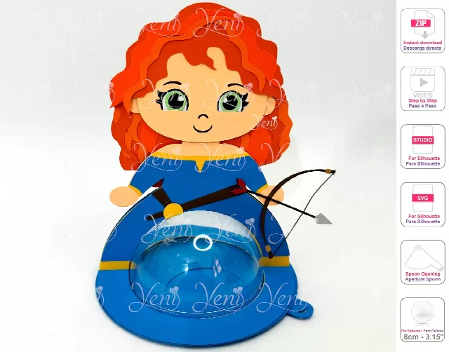 Merida candy holder - For 8cm / 3.15" Sphere - Svg and Studio files
