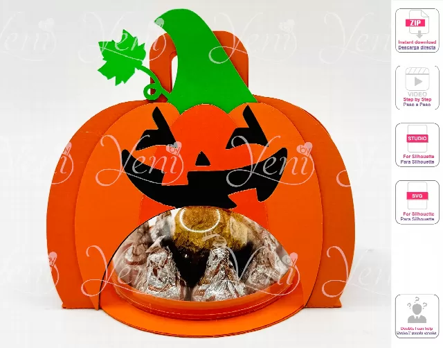 Pumpkin candy holder - For 8cm / 3.15” Sphere - Digital cut file  - svg studio - Halloween