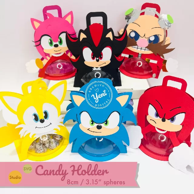 Sonic Pack candy holder - For 8cm / 3.15” Sphere - Svg and Studio files
