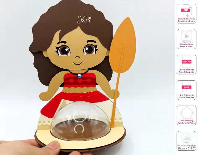 Moana candy holder - For 8cm / 3.15" Sphere - Svg and Studio files