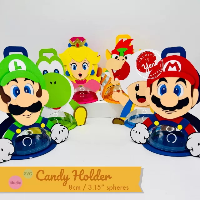Mario Bros candy holders Pack - For 8cm / 3.15" Sphere - Svg and Studio files