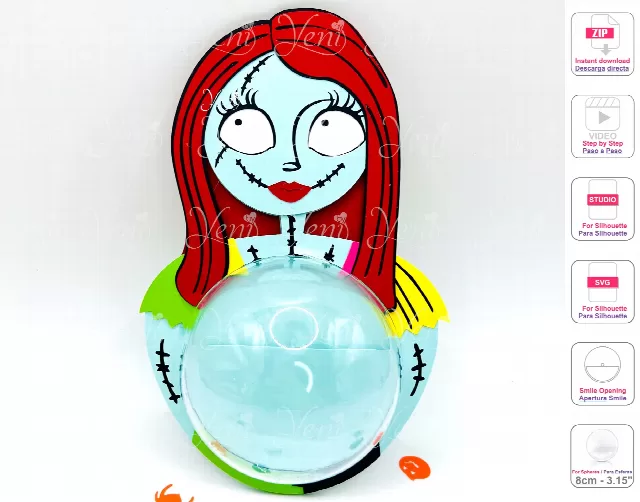 Sally candy holder - For 8cm / 3.15" Sphere - Svg and Studio files