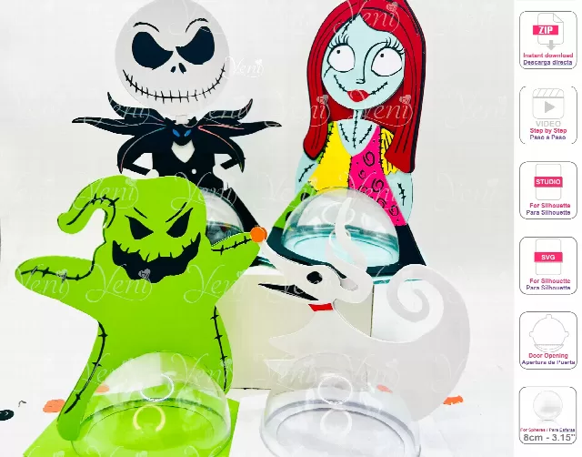 Nightmare Before Christmas candy holders - For 8cm / 3.15" Sphere - Svg and Studio files
