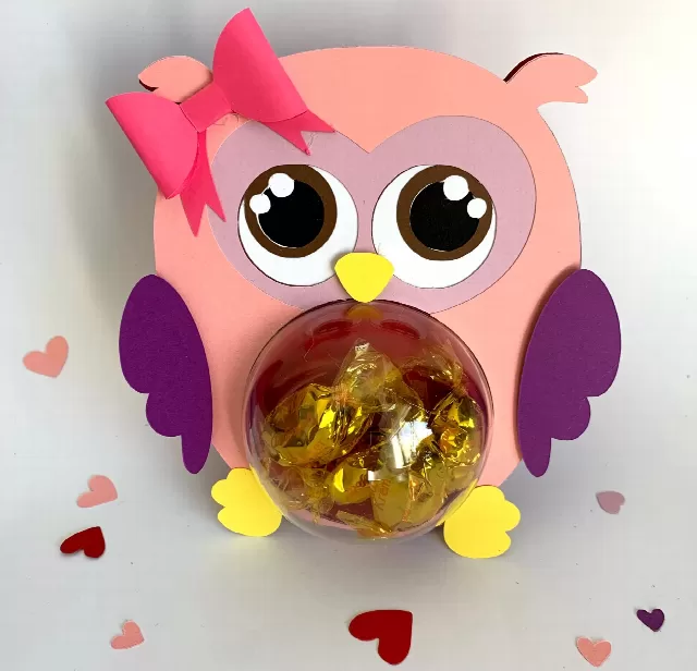 WITHOUT OPENING MECHANISM Owl - for 4 sizes domes - Digital Files - candy - Pdf Svg and Studio files - Layers gift - Valentine's day