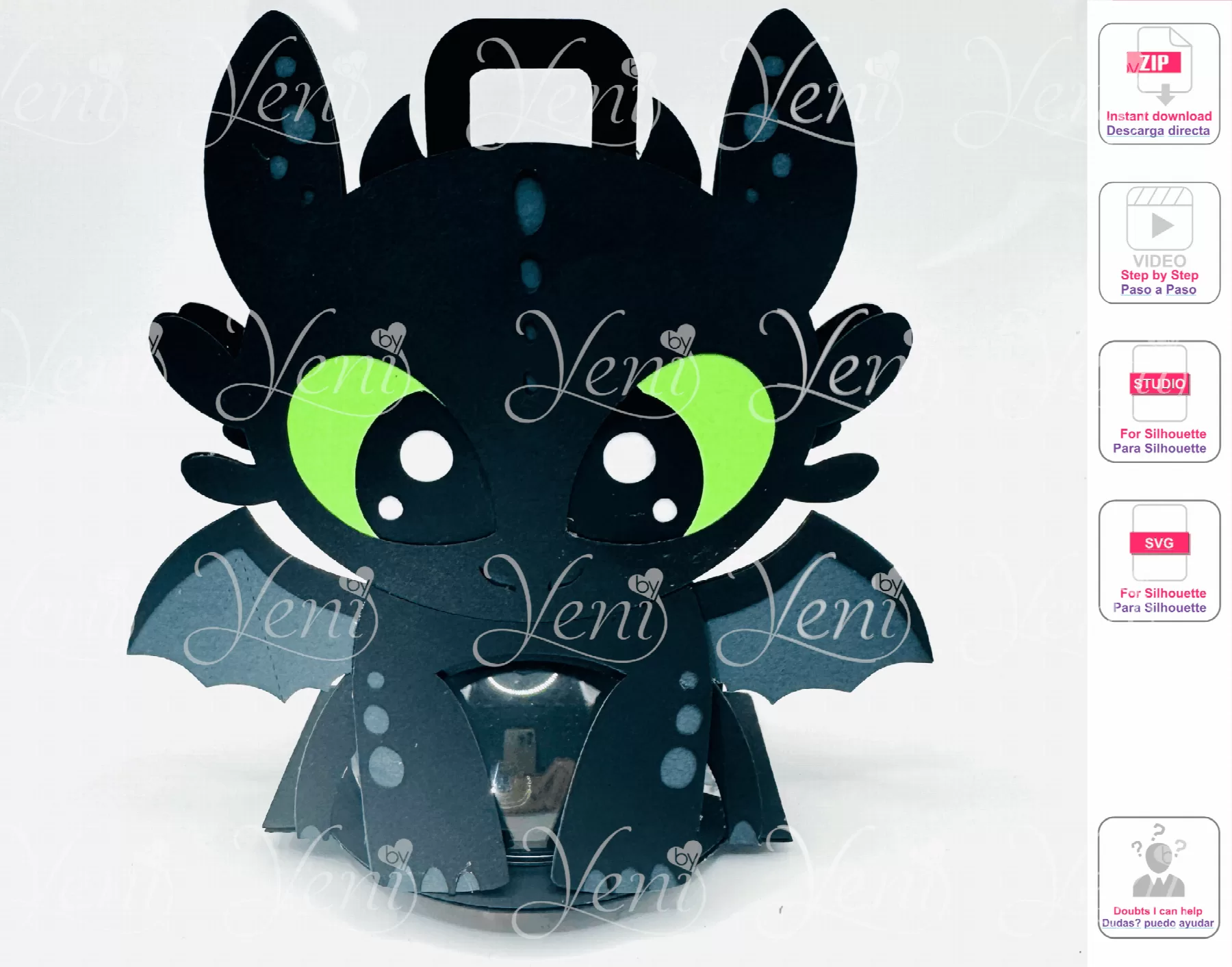 Toothless candy holder - For 8cm / 3.15” Sphere - Svg and Studio files ...