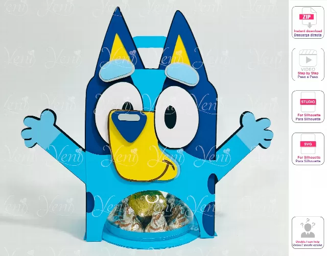 Bluey candy holder - For 8cm / 3.15” Sphere - Svg and Studio files 