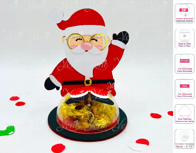 Santa candy holder - For 8cm / 3.15" Sphere - Svg and Studio files