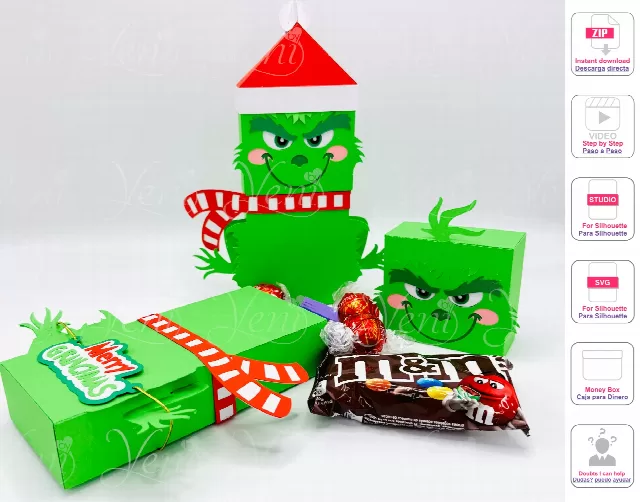 Mr. Grinch Treat Box  - Digital File - Studio and Svg