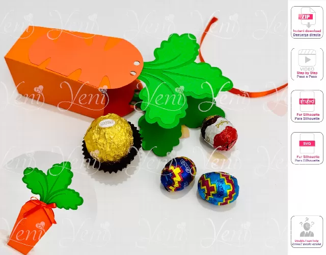 Carrot box candy holder - For 8cm / 3.15” Sphere - Digital Files  - svg -studio - easter